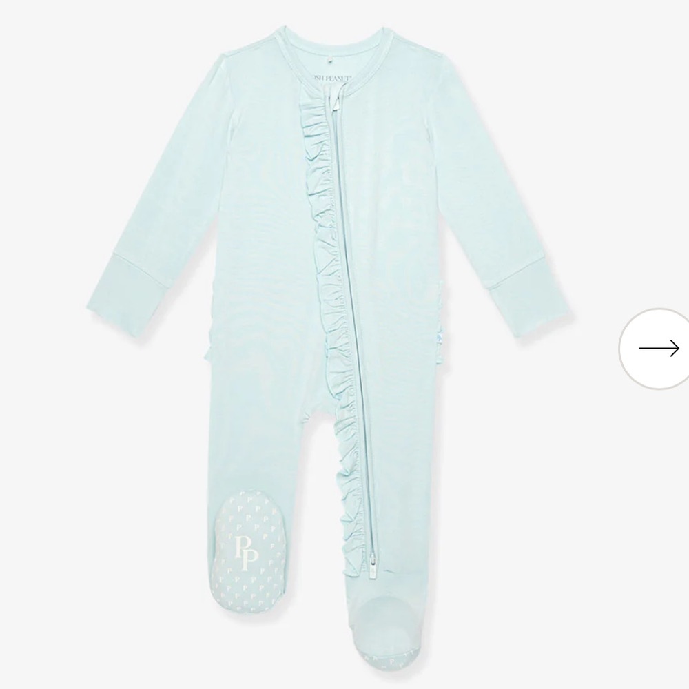 Posh Peanut Starry Blue Footie Ruffled Zippered One Piece